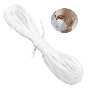 3mm 4mm Stretch Polyester Nylon <strong>Flat</strong> Round Cotton Thin Elastic Bungee Cord 3mm Thread <strong>String</strong> Loop Band Earloop for Face <strong>Mask</strong> - Product Image 5