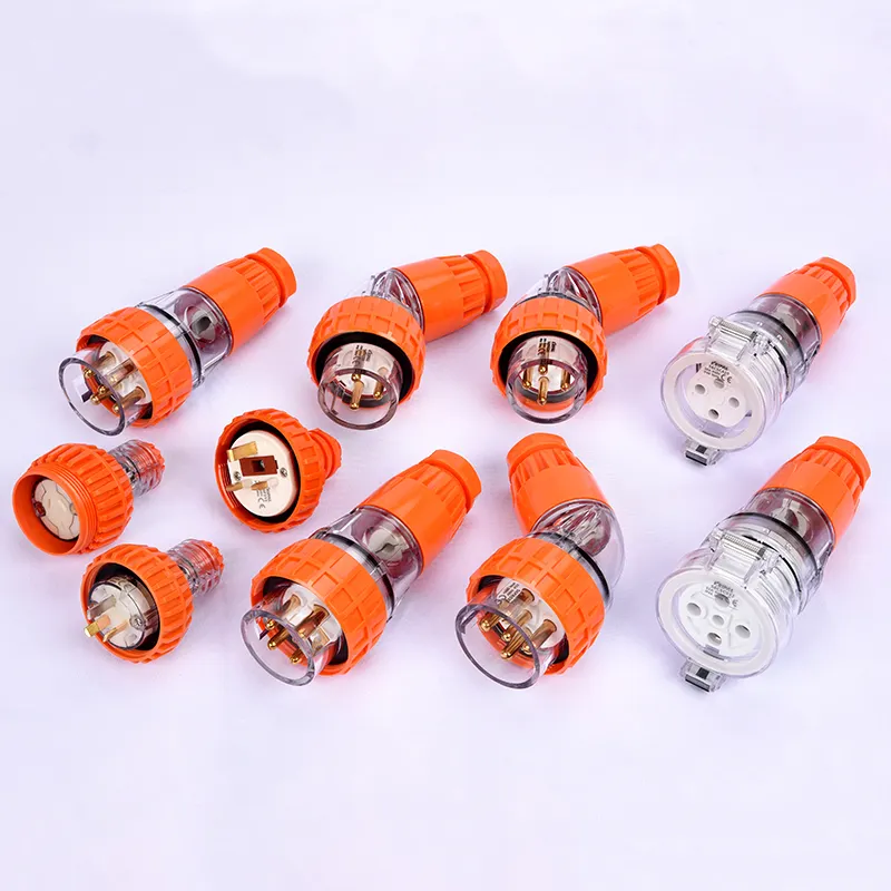 Industrie buchse Clipsal 56 PA320 - 250V 20A 3 Rundstift-Winkelst ecker in Electric Orange Industrie-Stecker