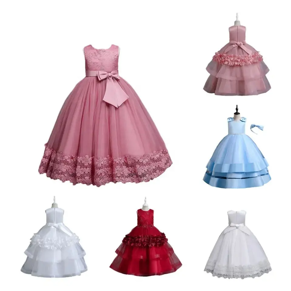 Chaodian2023 robe complète Style européen smoking enfants robe 3D brodé robe de princesse pour la fête moelleux fille Piano soirée D