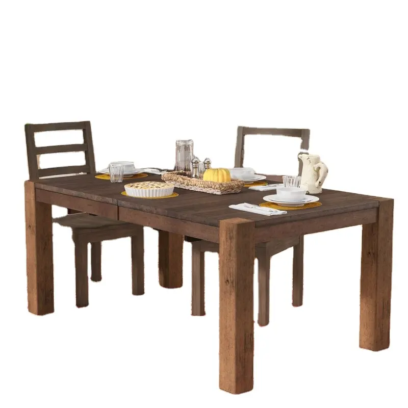 Mesa de comedor de madera maciza de caoba extensible, estilo inspirado para Loft, uso doméstico