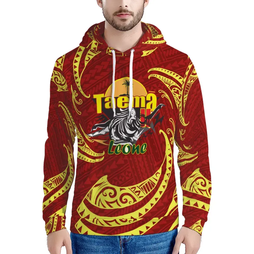 ब्रांड नई समोआ के लिए शुभंकर Taema हूडि स्वेटर पुरुषों पोलेनीशियाई आदिवासी पॉलिएस्टर लाल/पीले Hoodies आकस्मिक हूडि थोक मूल्य