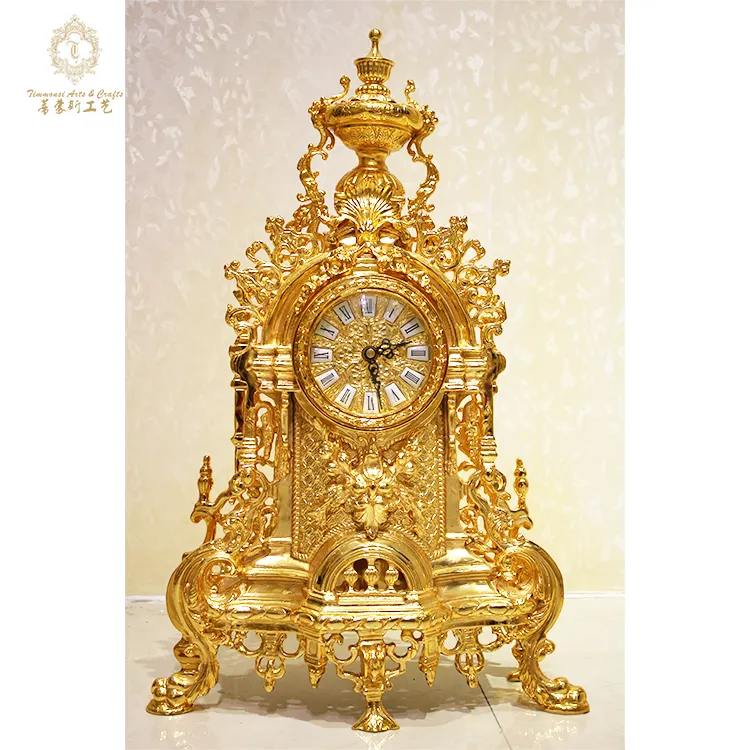 Reloj de mesa dorado de lujo de estilo europeo, reloj de mesa clásico de Palacio, decoración para el hogar y Hotel