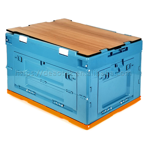 ふた付き50L収納ビン/両面ドア付きプラスチック折りたたみ式収納ボックス/家庭用の大きな積み重ね可能な折りたたみ式クレート - Product Image 4
