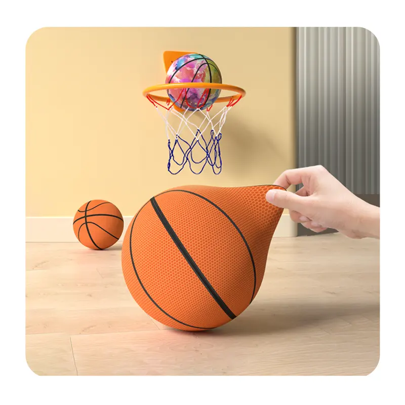 Quiet & Highly Elastic Indoor Training Basketball Unisex Sports Toy With Soft Foam Ball Cloth Fabric CoverLab Silent Basketball