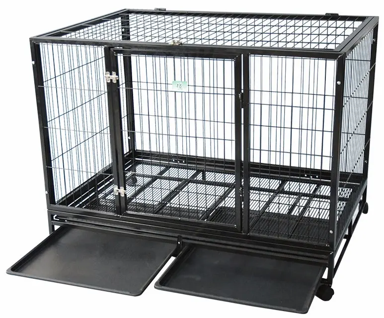 Transporteur pour animaux de compagnie pliable robuste populaire Installation facile avec plateau cage à chien intérieure en métal chenil