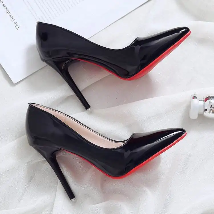 red bottom black heels