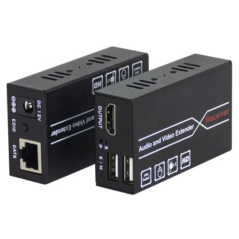 Xput ตัวส่งสัญญาณวิดีโอเครือข่าย60ม. ตัวรับสัญญาณวิดีโอตัวขยายที่ได้รับ RJ45 LAN Extender KVM HDMI 60M 1080P