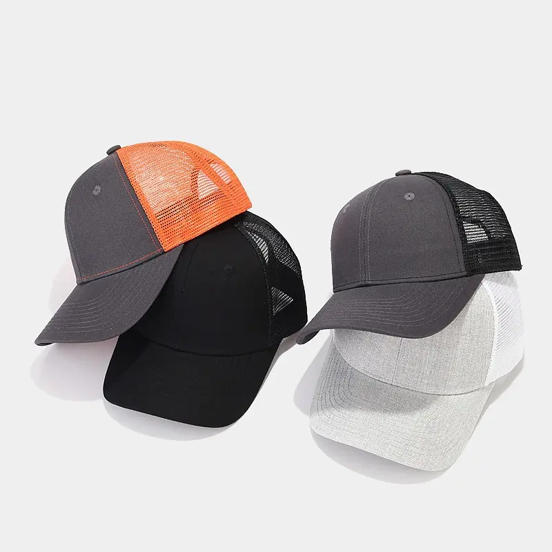 Producción en fábrica, venta al por mayor, gorras de béisbol de malla de material cómodo de seguridad de alta calidad, gorra de camionero