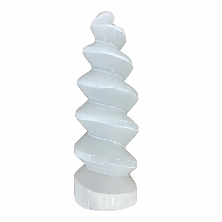 Wholesale Natural Clear Gypsum Polished Screw Tower selenate torch Hand Crafts Healing Selenite Screw Tower For fengshui