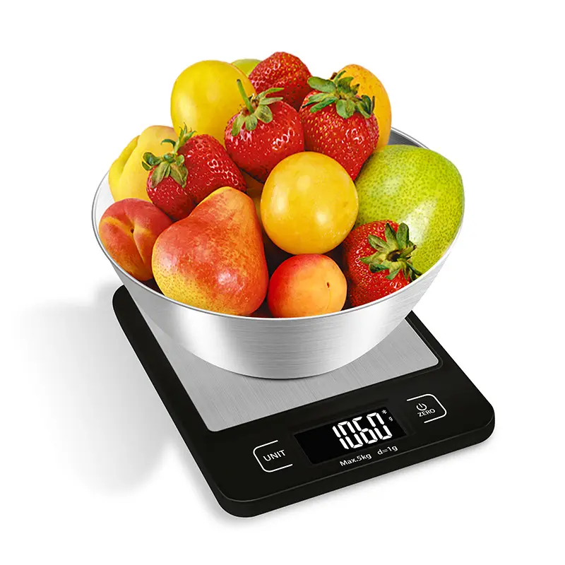 Balança digital de aço inoxidável, balança de alimentos de cozinha com aplicativo, calculadora nutritiva