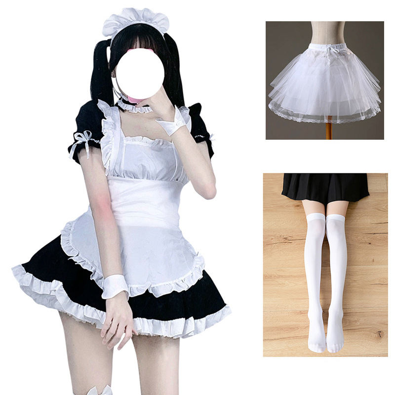 Dress, apron, accessories, white stockings,