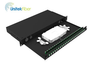 1U 19 inç raf monte sürgülü tip Fiber Terminal kutusu dubleks LC SC APC UPC 48 96 Port Fiber optik ara bağlantı paneli ODF dolabı - Product Image 2