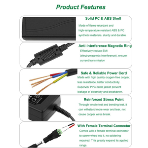 Adaptador de CA a CC, fuente de alimentación, convertidor de 6A 72W, tamaño de punta de 5.5X 2,5mm 2,1mm para Monitor LCD - Product Image 3