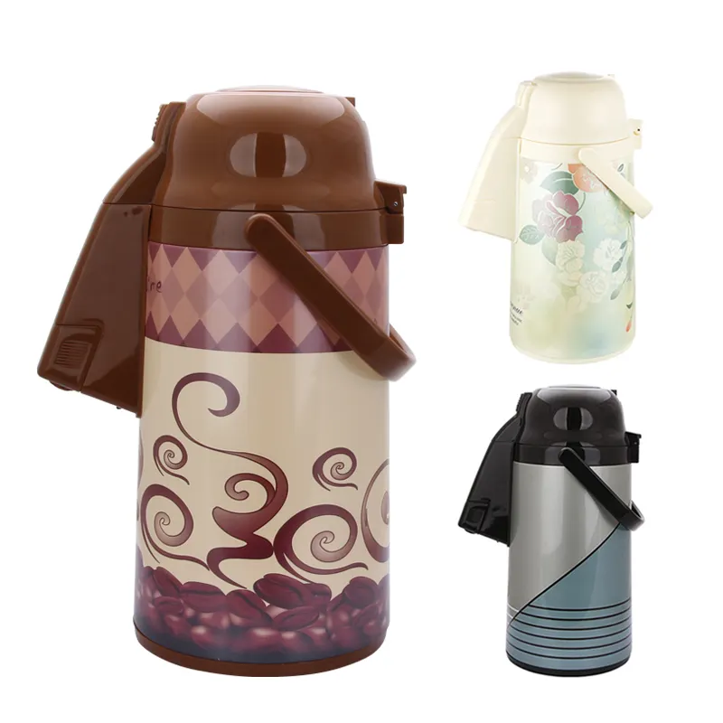 SUNLIFE klassisches Muster-Design 3,0 L Luftpumpen-Kannen Thermos-Vakuum-Kug Thermo-Kaffeekanne