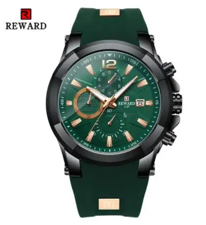 REWARD 83006 Correa de silicona Relojes deportivos para hombres Cronógrafo resistente al agua Reloj de cuarzo para hombres Reloj de pulsera Moda Erkek Kol Saati
