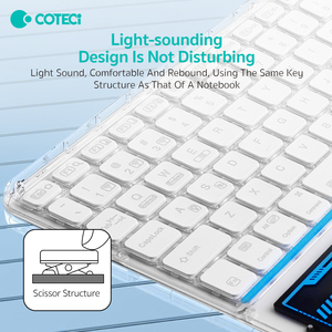 Coteci BT5.0 Ipad键盘RGB背光水晶兼容安卓视窗苹果系统新的usb-c端口触摸板2.4G平板电脑射频 - Product Image 3