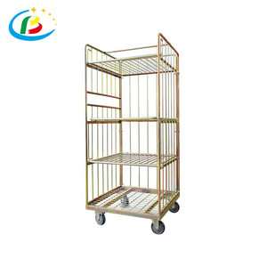 Customized Design 4 Sided Galvanized Security Metal <strong>Nesting</strong> Warehouse Storage Steel Wire Mesh Roller Cage Trolley <strong>Container</strong> - Product Image 4
