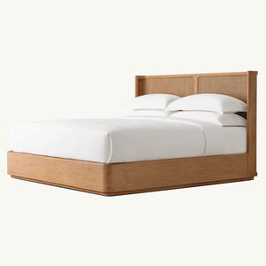 2024 Лидер продаж, мебель для спальни из ротанга, деревянная кровать размера «King-Size» с прикроватной тумбочкой - Product Image 3