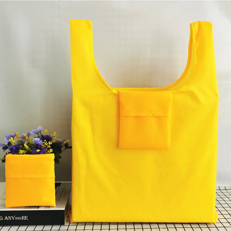 Promotion 210D Thick Polyester Foldable Grocery Shopping Bag Nylon Foldable Grocery bag With Pouch