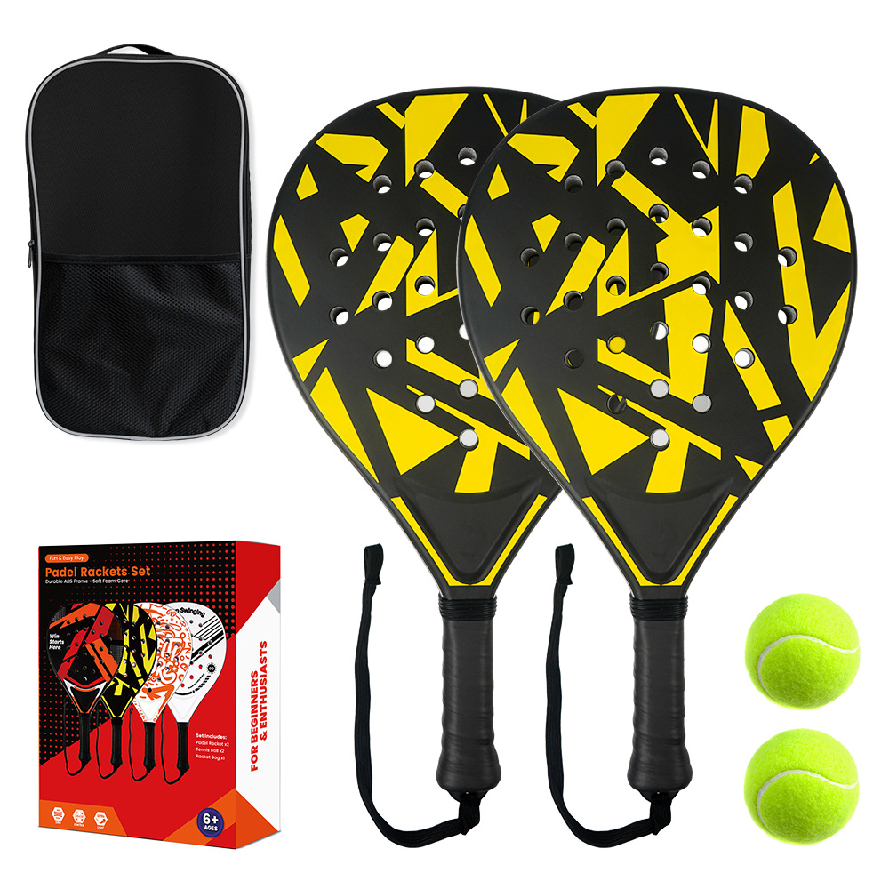 Black and yellow double racket-two balls-one bag