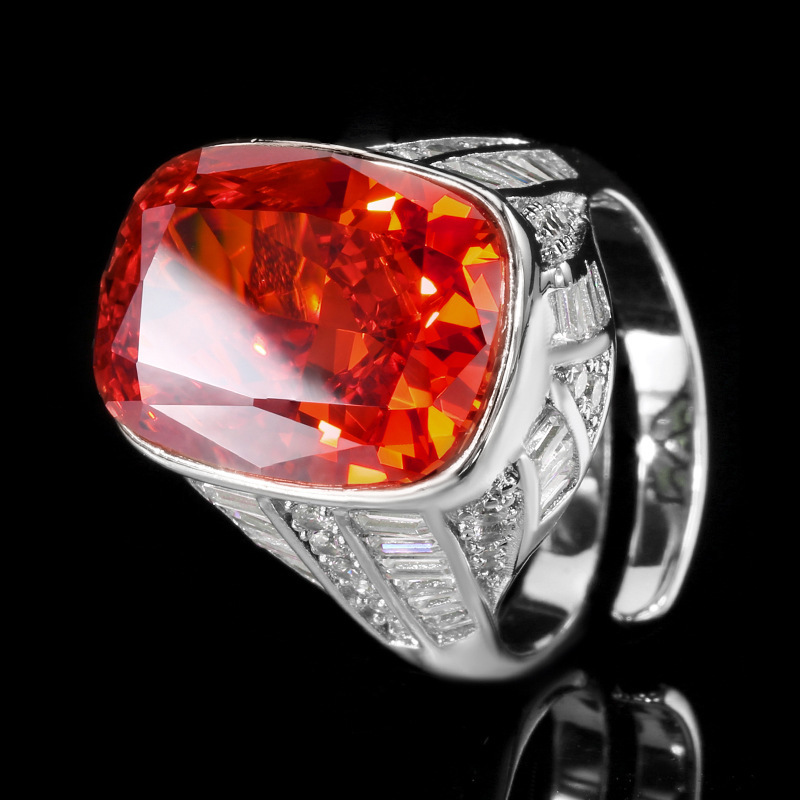 open size Ice Flower cut Chinese red ring