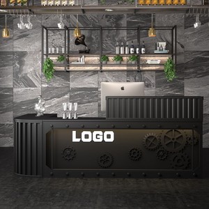 סגנון תעשייתי בר דלפק מברזל אמנות מסעדה קבלה מול שולחן כתיבה רטרו פינה מעוקל עיצוב - Product Image 2