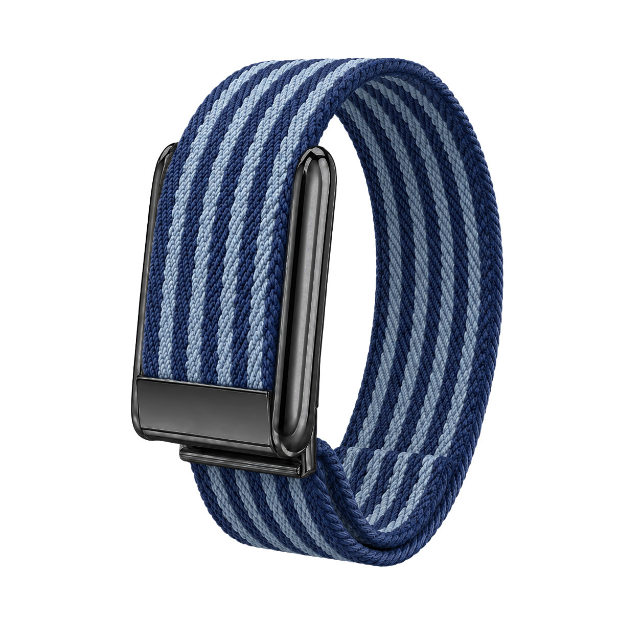Bleu avec boucle noire à quatre rayures bleu clair