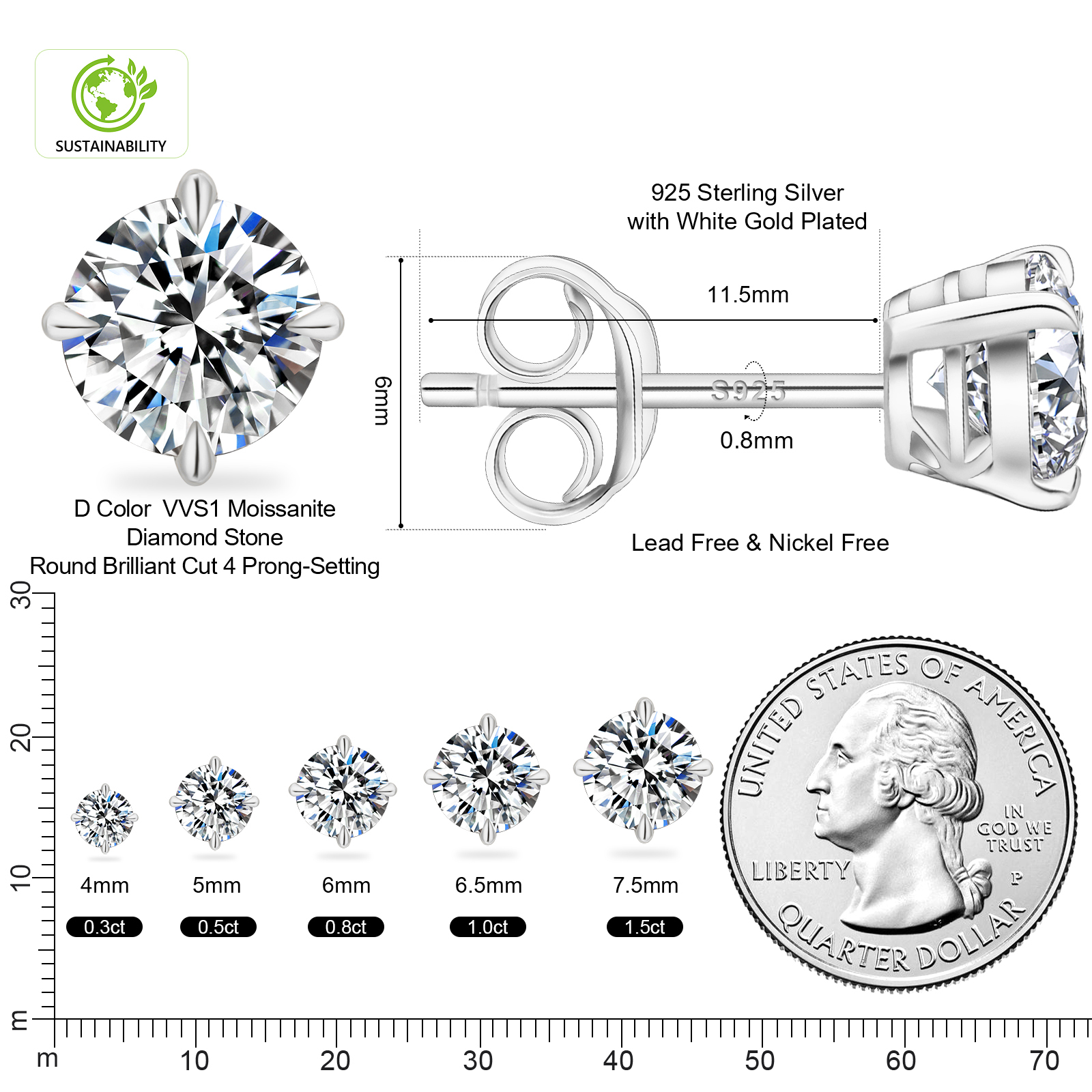 Silver-4 Claw Stud New