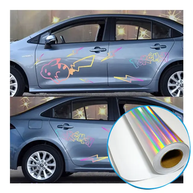 Échantillon gratuit 1.27*50m amovible pendant un an PVC vinyle 140G colle blanche Laser voiture Film Laser autocollant de voiture pour autocollants de voiture