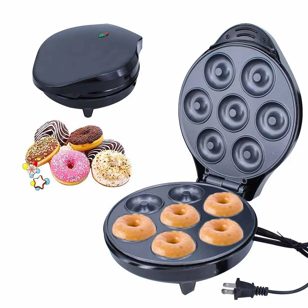 7 Holes Breakfast Machine Electric Donut Cookie Muffin Cake Maker with Frying Pan for Household Use