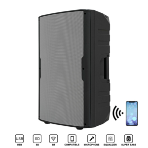 Sistema de altavoces PA de audio profesional activo y de alto rendimiento de 15 pulgadas con mezclador de 2 canales y amplificador LCD DSP multicolor - Product Image 2
