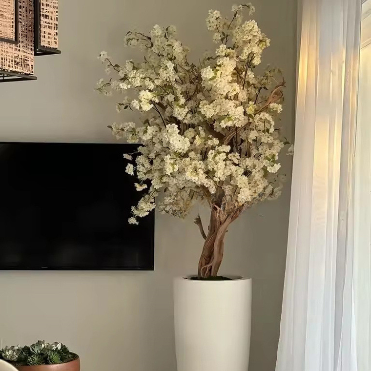 1 arbre à fleurs de cerisier blanc simulé