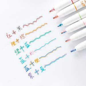 立体双线笔彩色集合双色绘制重点学生轮廓笔荧光笔 - Product Image 5