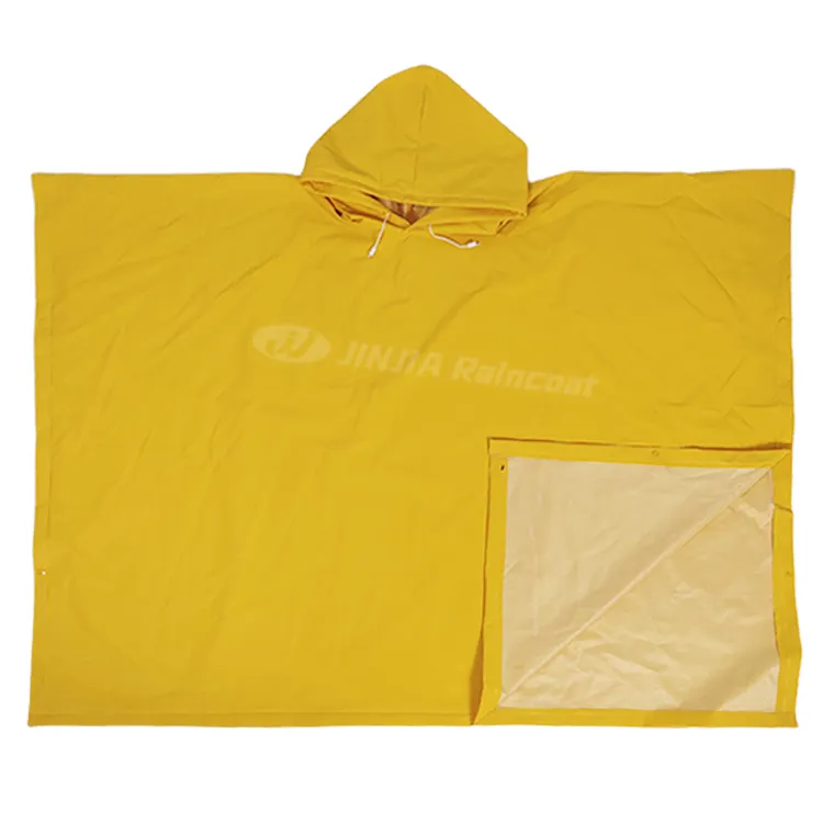 Logo ile yağmur panço su geçirmez pvc panço yağmur için kapüşonlu sarı yağmurluk ile özel logo