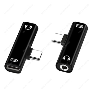 迷你C型音频适配器2合1 C型至35毫米插孔耳机电缆usb-c三星小米华为LG HTC充电充电代码 - Product Image 1