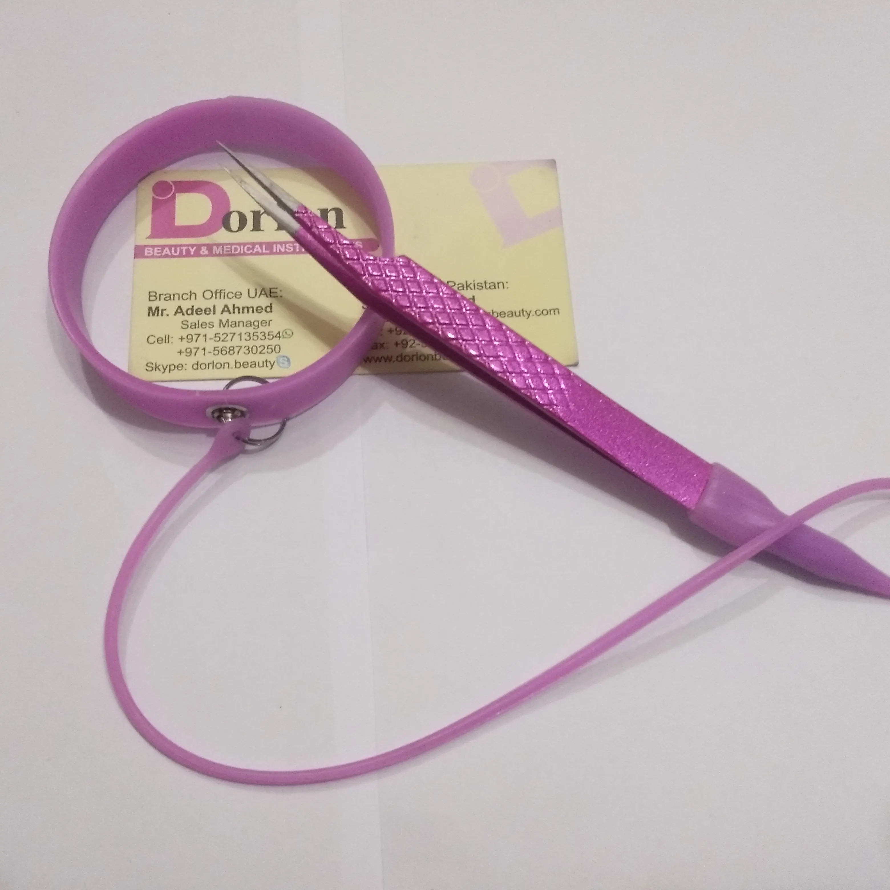 Ciglia Diamond Grip Pro Straight Pink Glitter pinzette per Extension ciglia con fascia protettiva per pinzette rosa