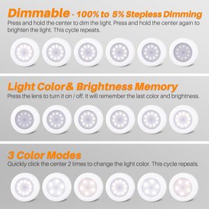 Fabrika toptan 3.1in dim itme dokunun LED Puck ışıkları pil işletilen 3 CCT yapışkan düğme gece ışıkları için kabine - Product Image 3