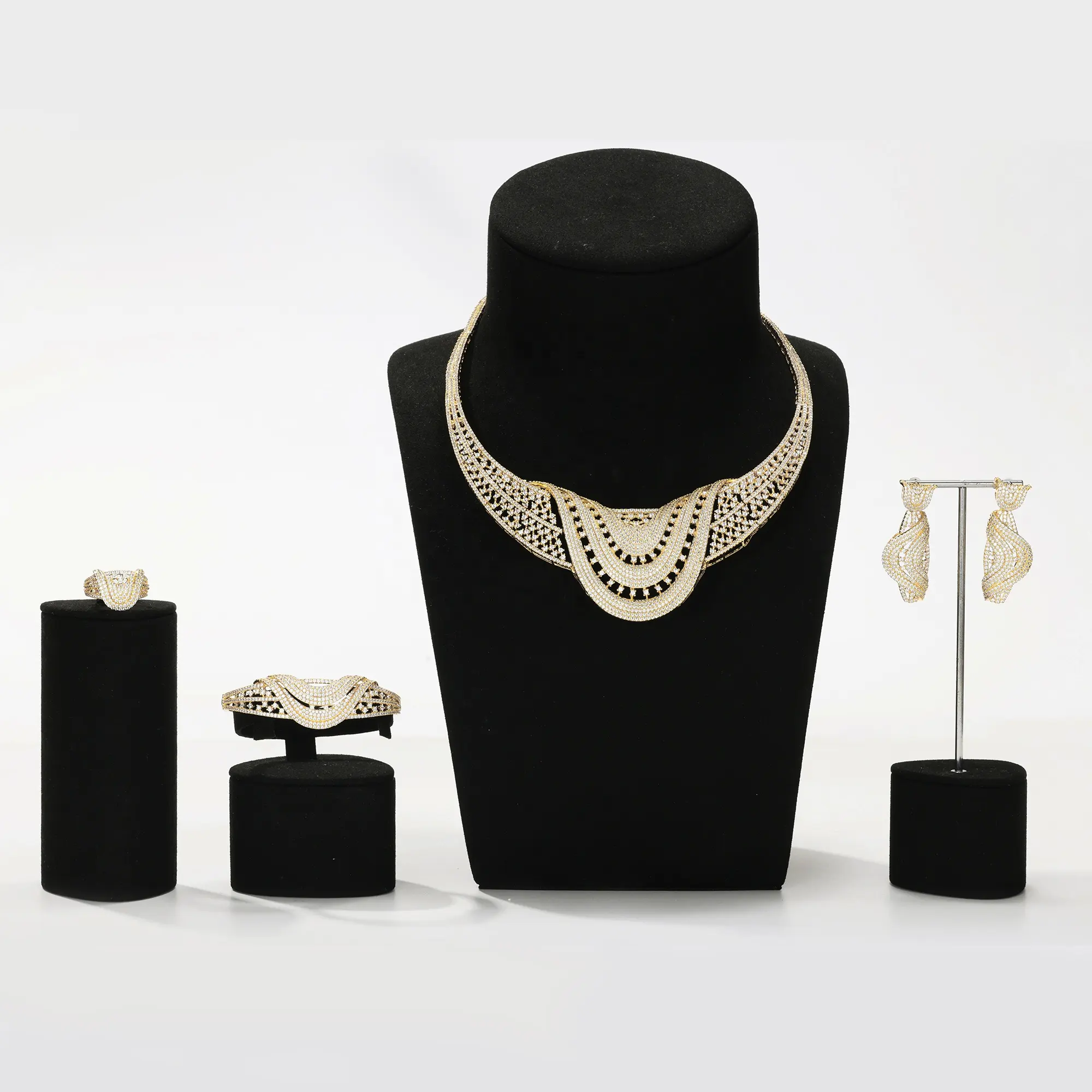 Exitoso New Chất lượng cao Phụ nữ cưới Bộ đồ trang sức Dubai 18K vàng rắn