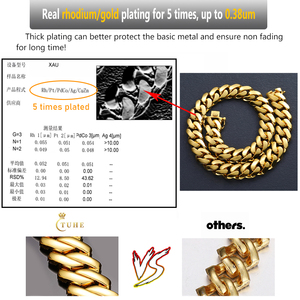 Moda Mens 8-14mm buzlu Out küba kolye lüks 18K PVD altın kaplama paslanmaz çelik Hip Hop takı Miami küba bağlantı zinciri