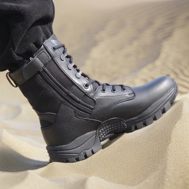 Bottes de combat en cuir noir ZI - Toutes saisons