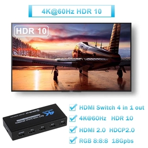 V2.0 4X1 HDMI Switcher HDR 3D 4K * 2K @ 60Hz HDCP2.2 Box HDMI 2,0 Splitter 18Gbps RGB Switch con control remoto IR 4 en 1 salida - Product Image 4