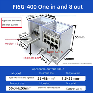 FJ6G Type Switch Terminal Nylon Junction Box <strong>Connector</strong> with 1 <strong>Input</strong> and 2/4/6/8/9/12 <strong>Output</strong> for Power Application Male/Female - Product Image 5