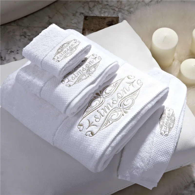 Asciugamano personalizzato ricamo asciugamani personalizzati corona con nome Spa salone di bellezza Logo hotel asciugamano in cotone bianco