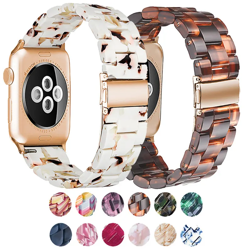 Luxury Resin Watch Strap Band for Apple Watch Series 8 7 6 5 4 40mm 38mm 45mm 41mm 44mm 42mm Transparent Correa Belt For iwatch