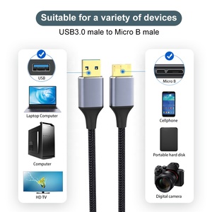 สูงชั้นทองชุบไนลอน braid 3.3ft 1 m USB A ถึง micro B 3.0 ข้อมูล fast ชาร์จสําหรับเครื่องพิมพ์ดิจิตอลกล้องฮาร์ดดิสก์ - Product Image 6