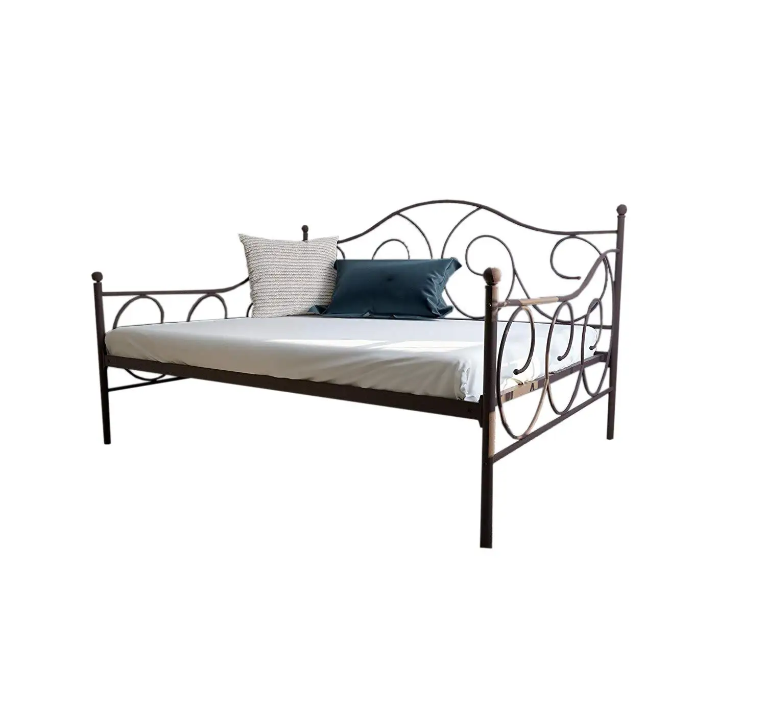 Sofá cama de día interior de estilo europeo, cama de día individual de metal de hierro forjado