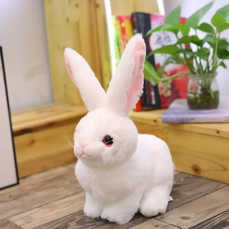 دمية على شكل أرنب طويل الأذن أرنب لطيف قليلا أرنب أبيض الأطفال ألعاب من نسيج مخملي