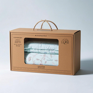 Customizable Color-Printed Outer Packaging <strong>Box</strong> for Bedding with Window and Rope Handle - Product Image 1