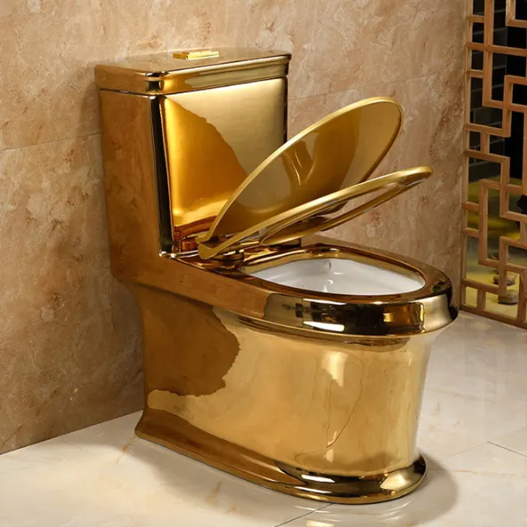 Inodoro-Inodoro De lujo chapado en oro y cerámica, baño, chapado en oro sólido