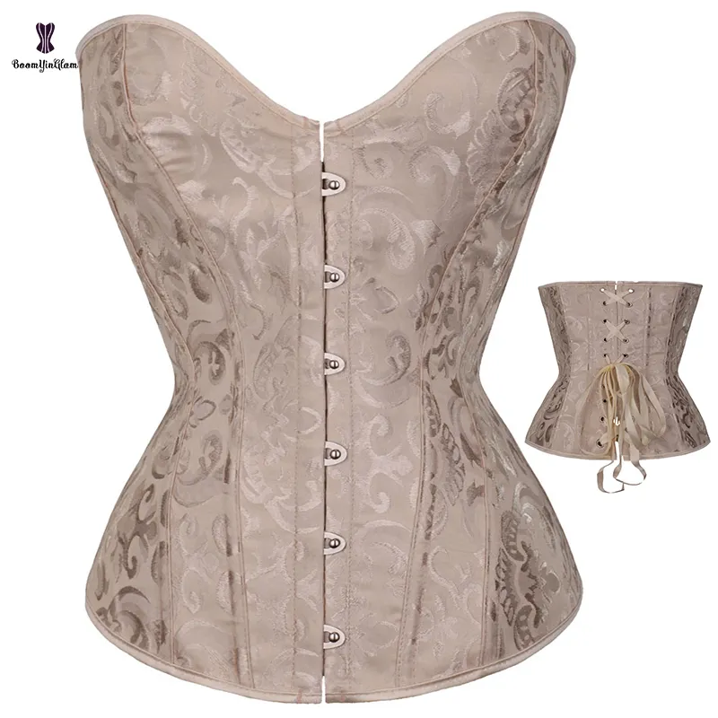 Corsetto da sposa semplice sopra il busto floreale Jacquard Korsett per le donne nastro posteriore stretto Shaper Minceur Body Shapewear